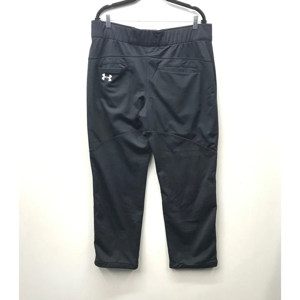 Under Armour Baseball Pants Loose Men's XL Straight Black Stretch Belted Logo